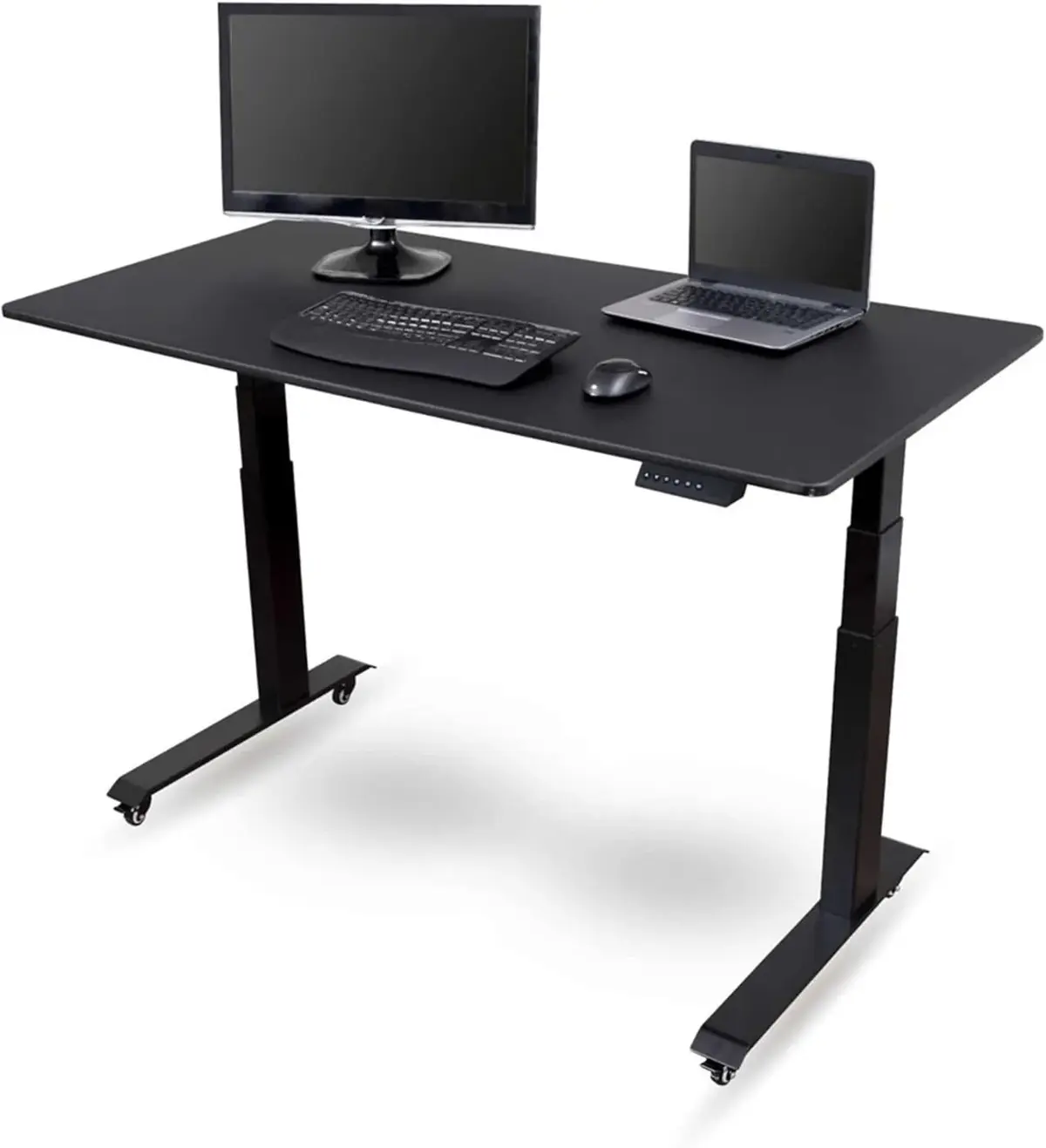 stand up desk store Stand Up Desk Store Electric Adjustable Height Standing Desk with Programmable Memory (Black Frame/Black Matte Top 60" Wide)