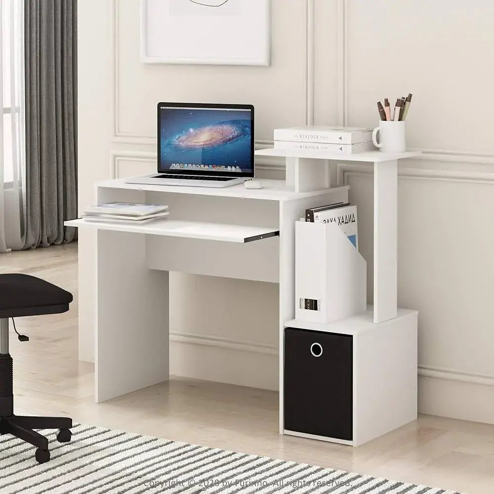 furinno Furinno Econ Multipurpose Home Office Computer Writing Desk with Keyboard Tray White/Black