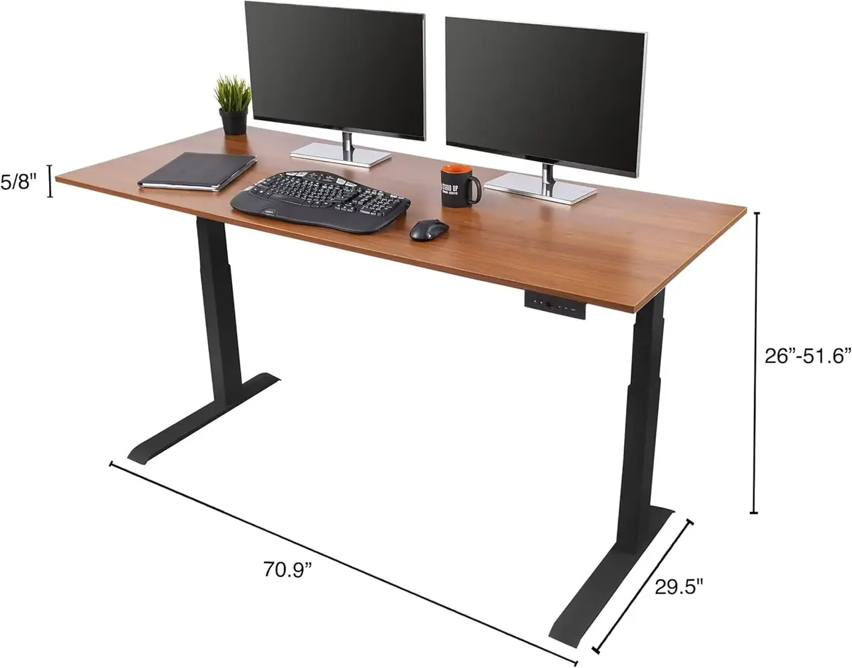 stand up desk store Stand Up Desk Store Electric Adjustable Height Standing Desk with Programmable Memory (Black Frame/Teak Top 72" Wide)