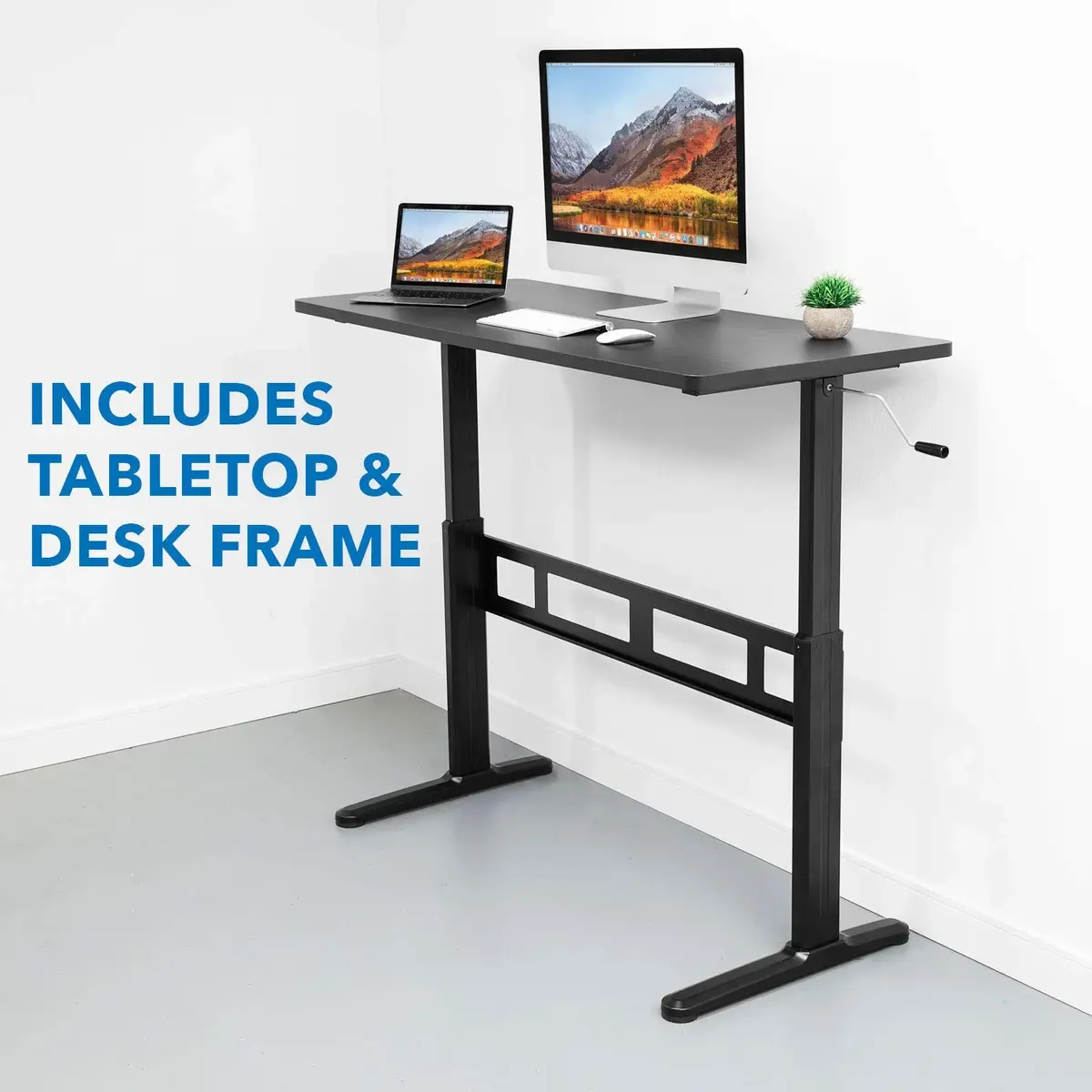 mount-it! MOUNT-IT! Electric Standing Desk With Tabletop [55.1" x 23.6"] | Motorized Sit Stand Desk With Memory Control Panel Height Adjustable Powered Desks for Home and Office Leveling Feet Black