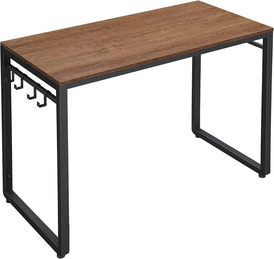 vasagle VASAGLE Computer Desk Office Desk with 8 Hooks for Study Home Office Easy Assembly Industrial Design 47.2 x 23.6 x 29.5 Inches Rustic Brown