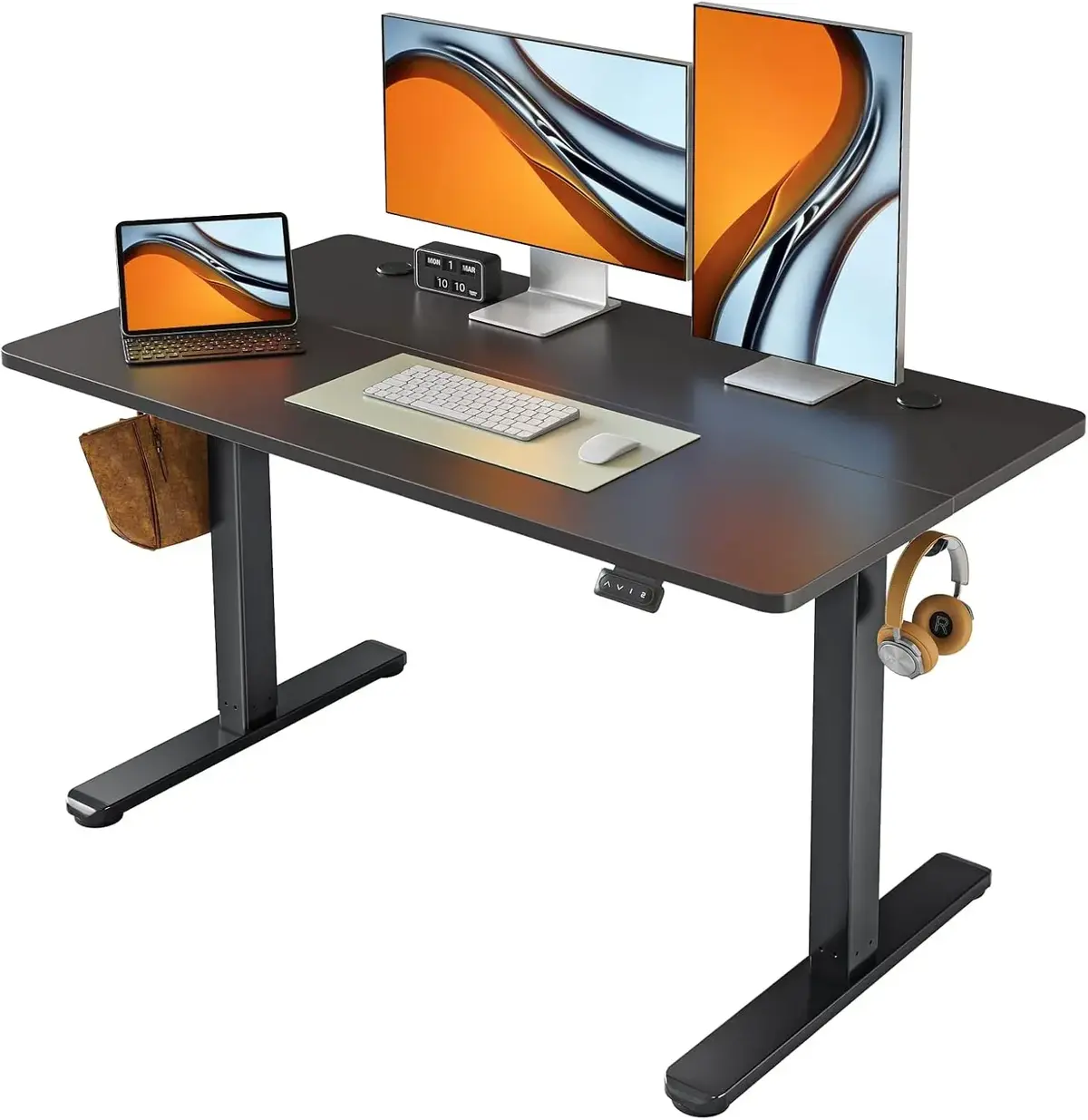 fezibo FEZIBO Electric Standing Desk 48 x 24 Inches Height Adjustable Stand up Desk Sit Stand Home Office Desk Computer Desk Rustic Brown