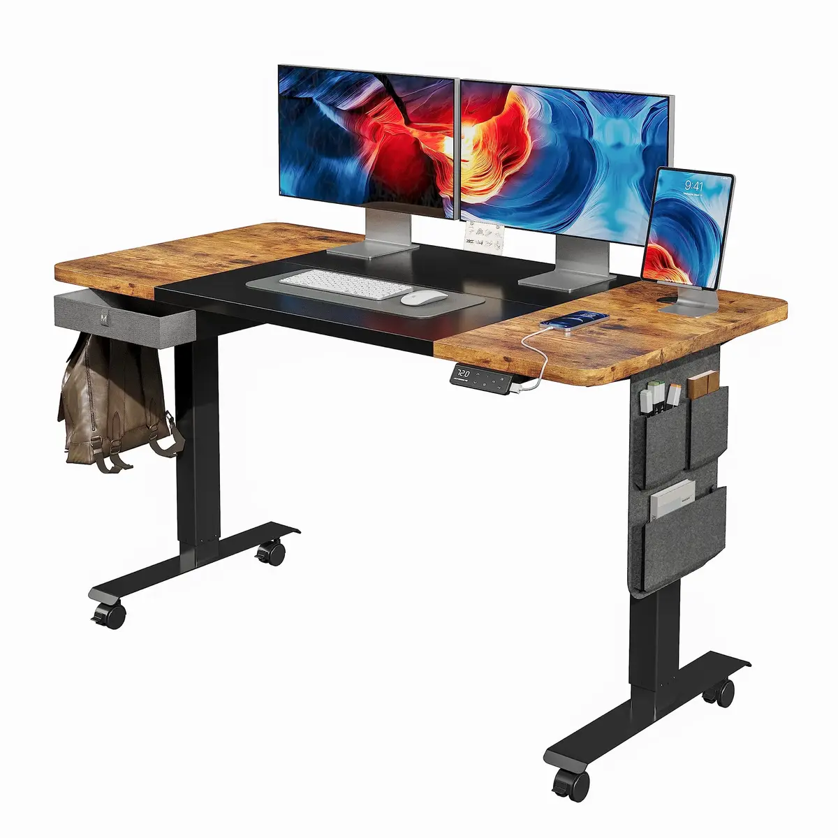 maidesite MAIDeSITe Electric Standing Desk Height Adjustable Stand Up Desk 47 x 24 Inches Home Office Computer Desk