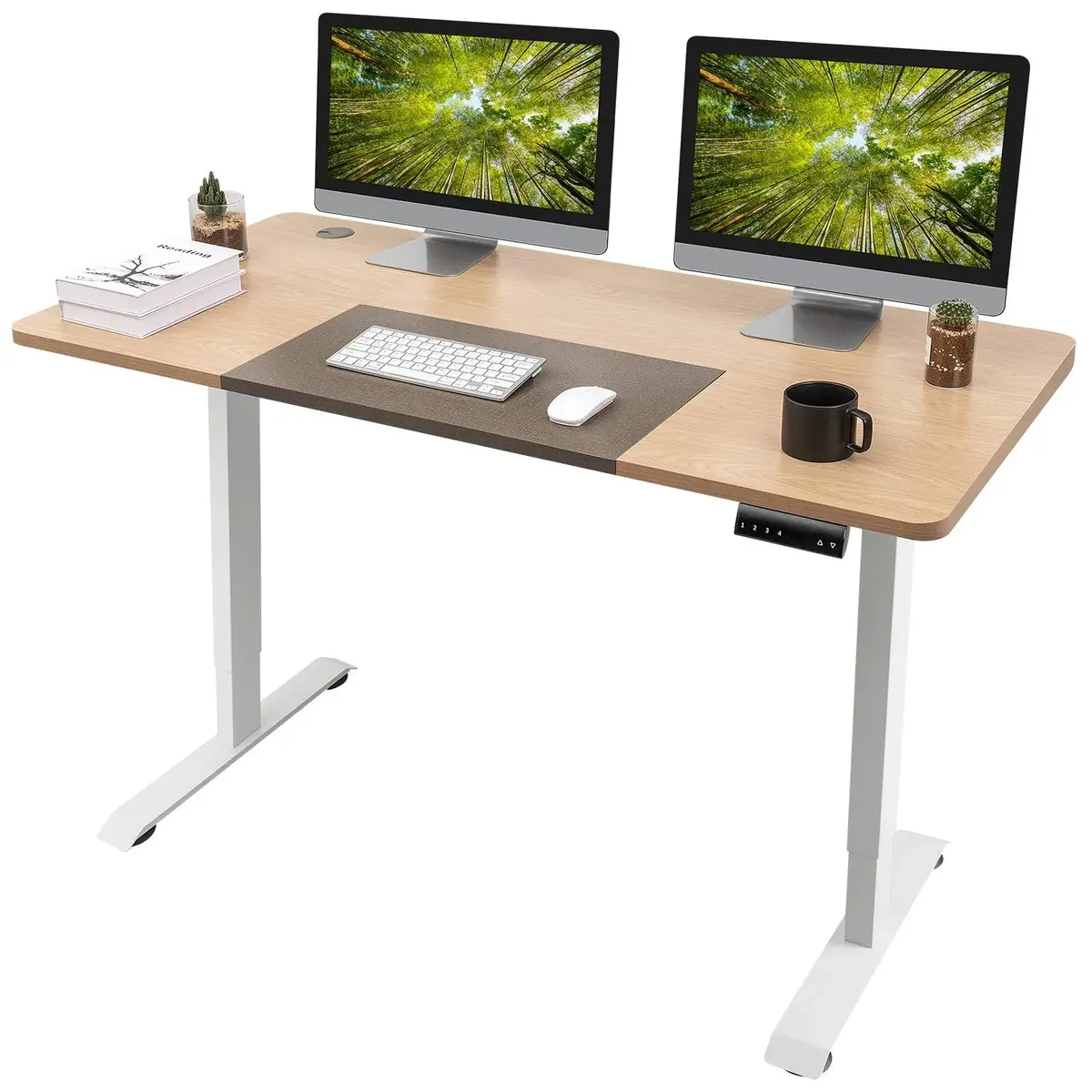 homall Homall Height Adjustable Electric Standing Desk 55 x 28 Inches Stand Up Desk Sit Stand Home Office Desk Computer Workstation with T-Shaped Metal Bracket White