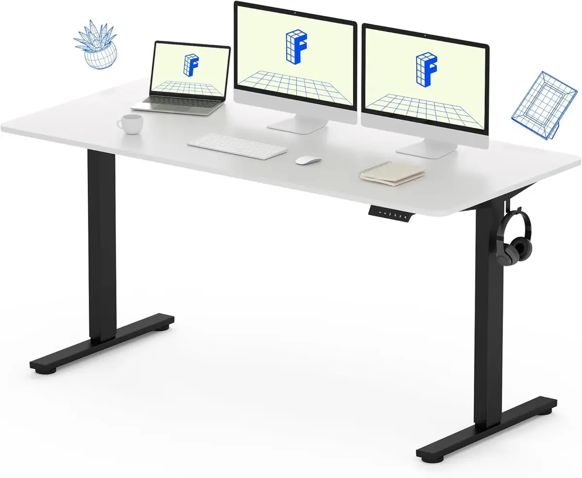 flexispot FLEXISPOT EN1 Whole-Piece Standing Desk 60x24 Electric Sit Stand Desk for Home Office Black Frame + Maple Top