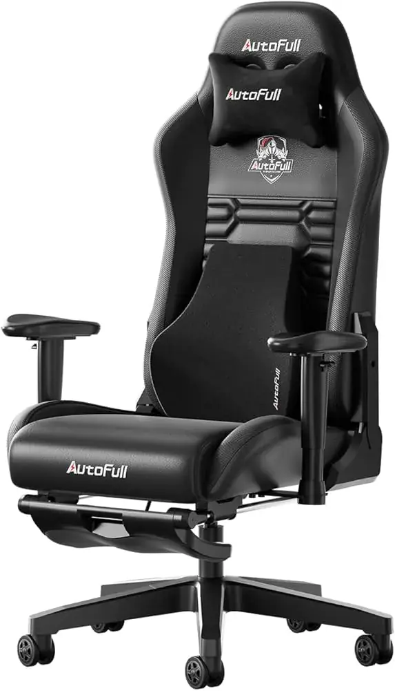 autofull AutoFull C3 Gaming Chair, Racing Style Gaming Chair with Ergonomic Lumbar Support, Adjustable High Back PU Leather PC Chair with Footrest, Brown