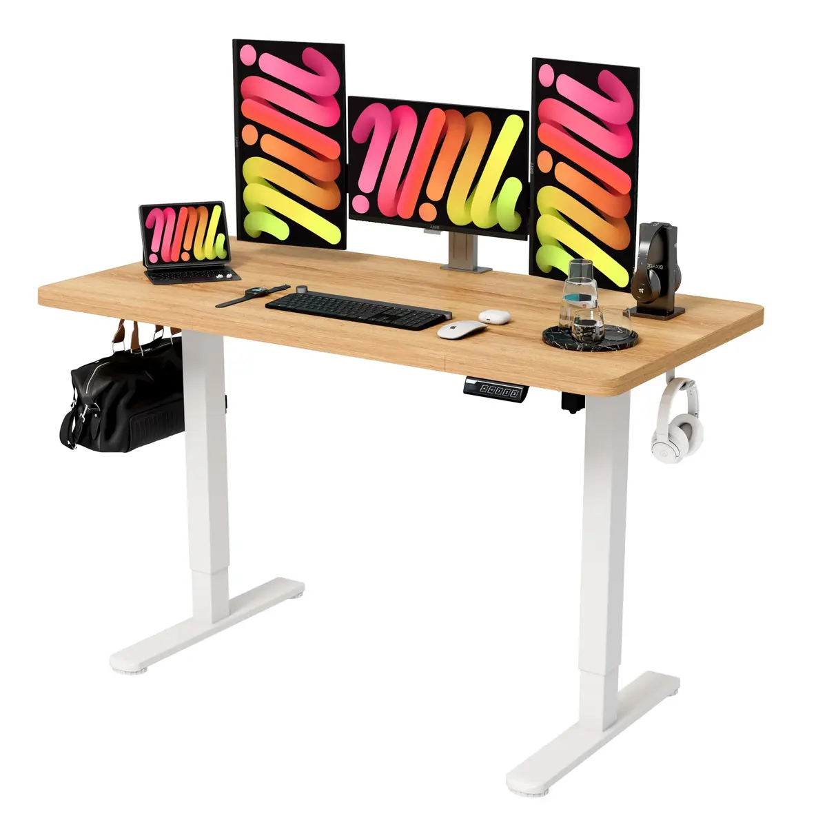 monomi MONOMI Electric Height Adjustable Standing Desk 48x24 Inches Ergonomic Home Office Sit/Stand Up Desk Black Steel Frame/Black Top