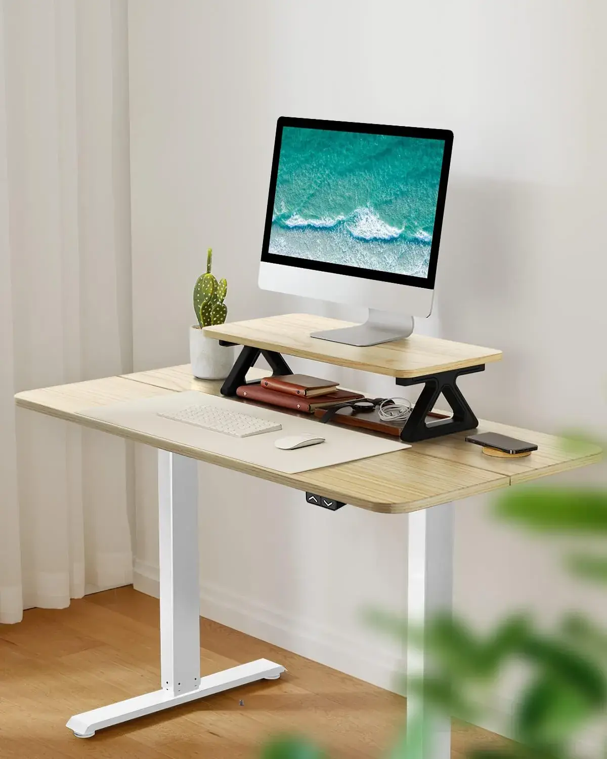 totnz Totnz Height Adjustable Electric Standing Desk Sit Stand up Desk Home Office Desk with Hook 55x24 Inches