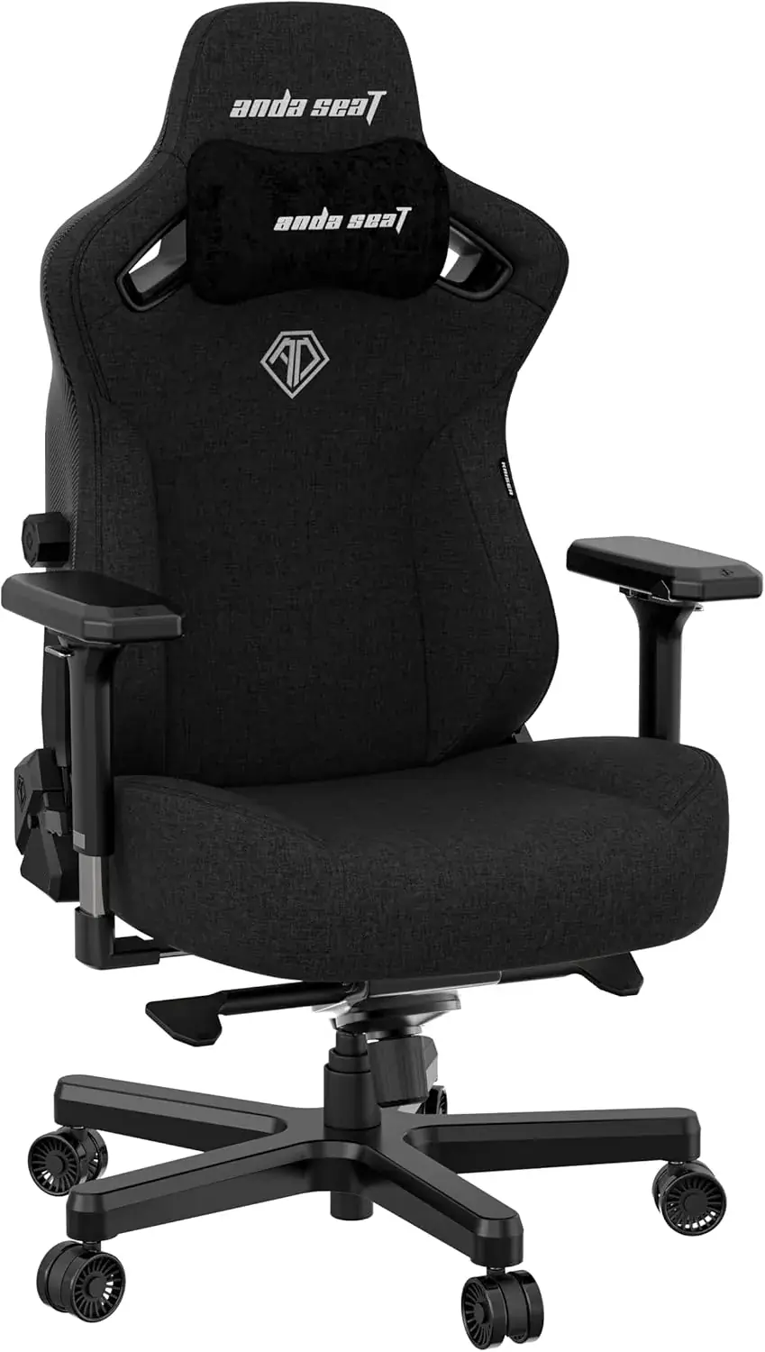 anda seat Anda Seat Kaiser 3 Large Gaming Chair for Adults - Ergonomic Black Fabric Gaming Seat with Lumbar Support, Comfortable Office Chairs with Neck Support - Heavy Duty Wide Computer Seat