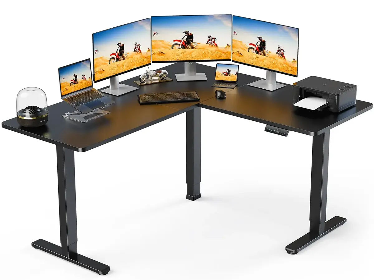 ergear ErGear Height Adjustable Electric Standing Desk 63 x 28 Inches Sit Stand up Desk Large Memory Computer Home Office Desk with Two-Piece Desktop Natural