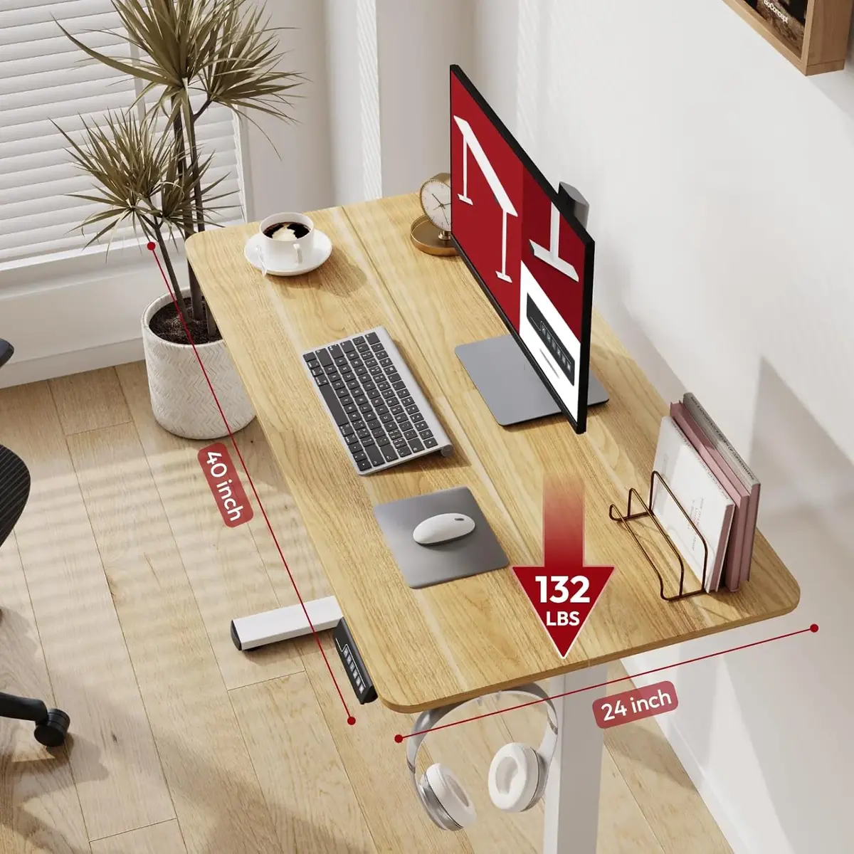 sanodesk SANODESK Standing Desk Adjustable Height 40x24 Inch Electric Standing Desk with Headphone Hook Stand up Desk for Home Office Computer Desk Handset with 4 Memory Presets and Charging Ports