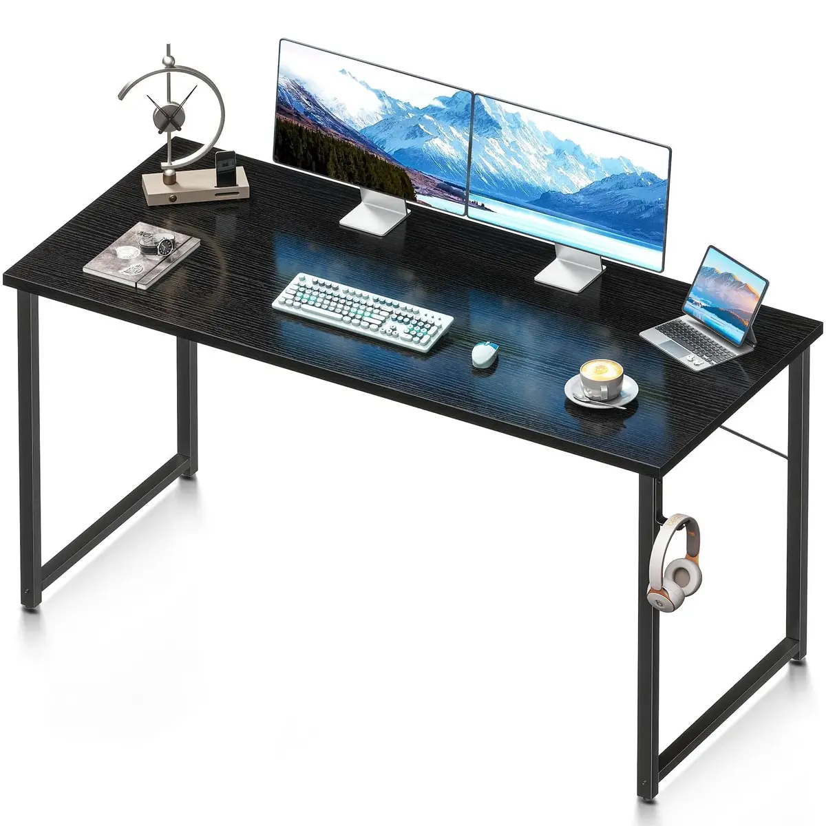 coleshome Coleshome 55 Inch Computer Desk Modern Simple Style Desk for Home Office Study Student Writing Desk Black