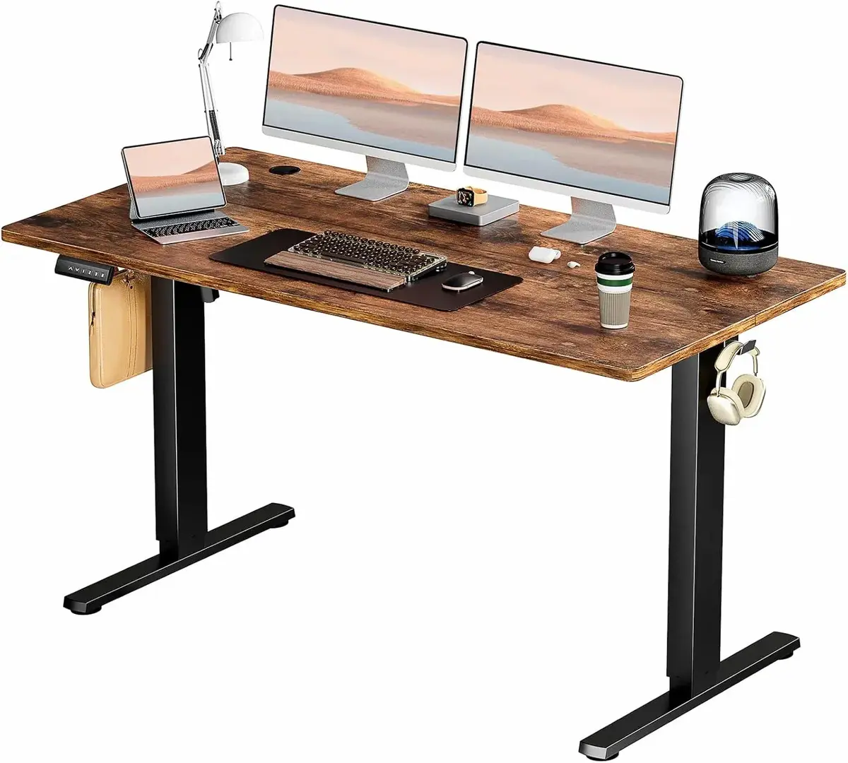 smug SMUG Standing Desk Adjustable Height Electric Sit Stand Up Down Computer Table 40x24 Inch Ergonomic Rising Modern Lift Motorized Gaming Desktop Workstation for Work Home Office White
