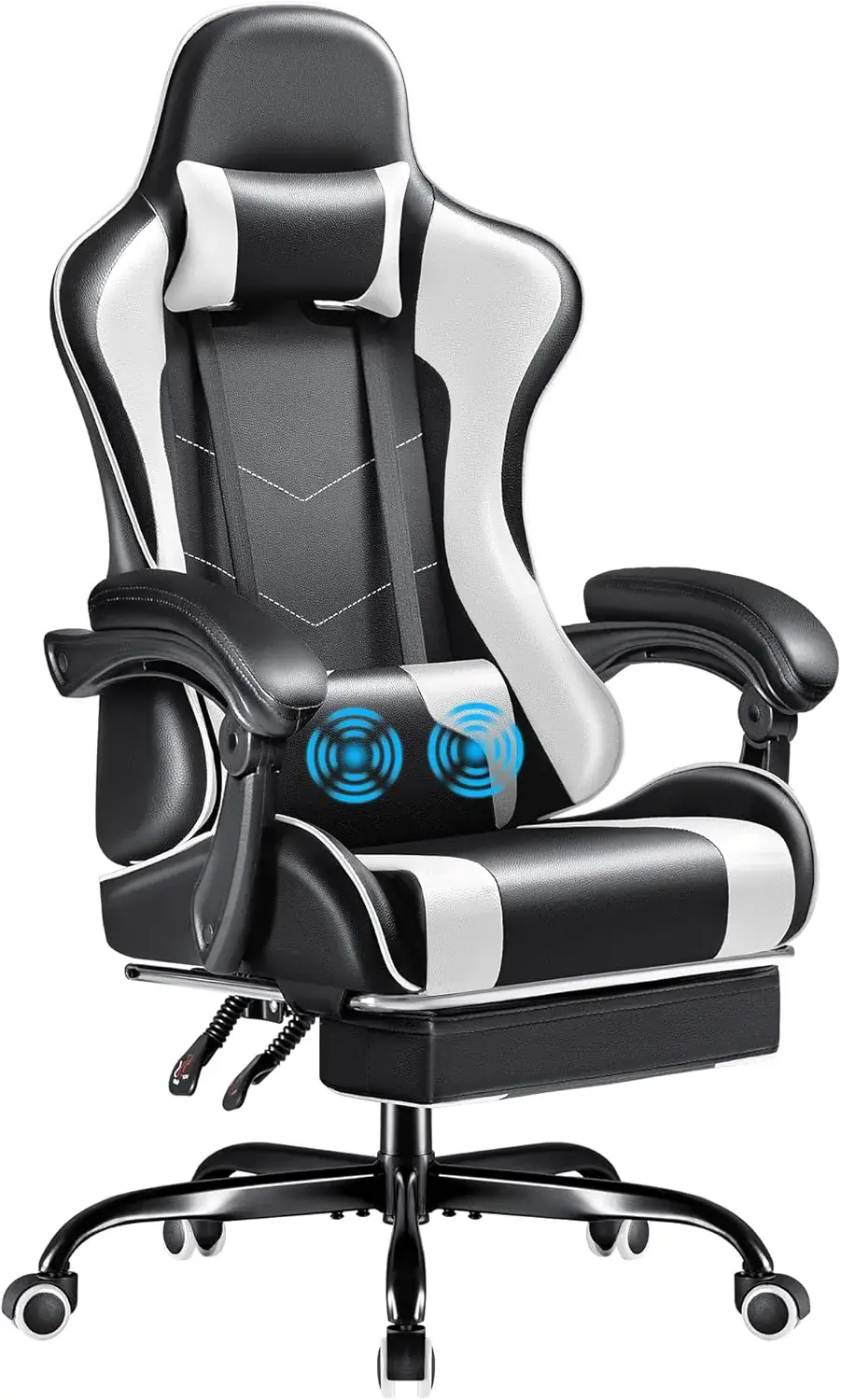 furmax Furmax Gaming Chair, Video Game Chair with Footrest and Massage Lumbar Support, Swivel Seat Height Adjustable Computer Chair with Headrest, Racing E-Sport Gamer Chair (Black)