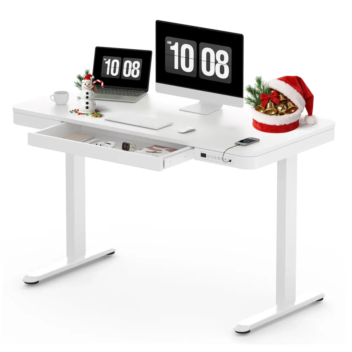 sanodesk SANODESK Electric Standing Desk with 2 Drawers 55 x 24 inch Height Adjustable Computer Desk Home Office Stand Up Desk with 4 Preset Heights