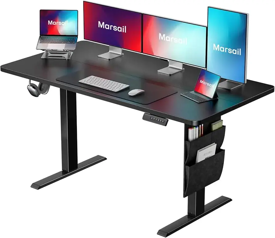 marsail Marsail 48x24 Electric Standing Desk - Adjustable Height Computer Desk with Memory Presets Storage Bag & Cable Management for Home Office & Gaming Workstations